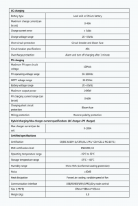 specification for 110V/120v 3KW 24v Inverter