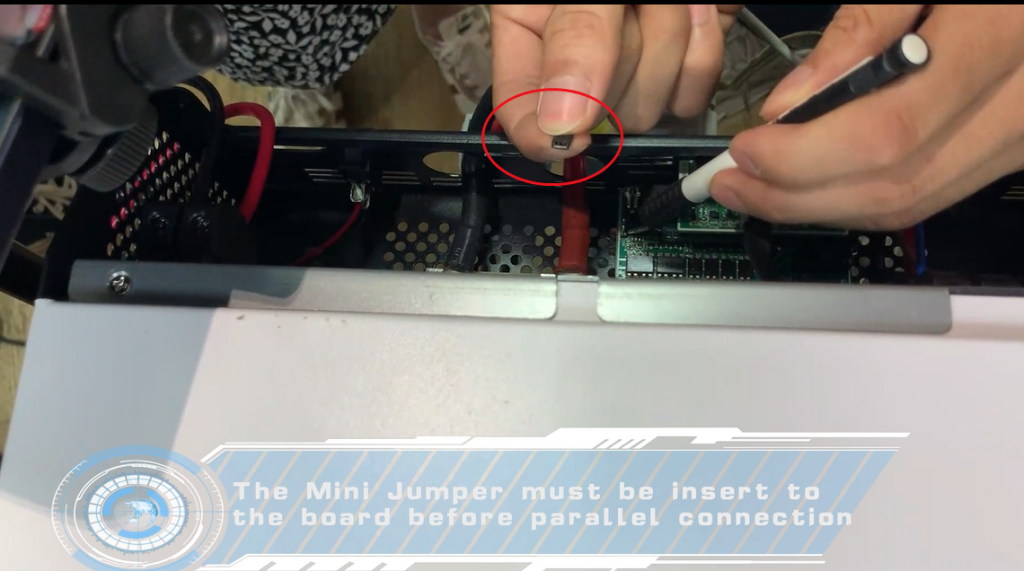 the mini jumper must be insert to the board before parallel connection