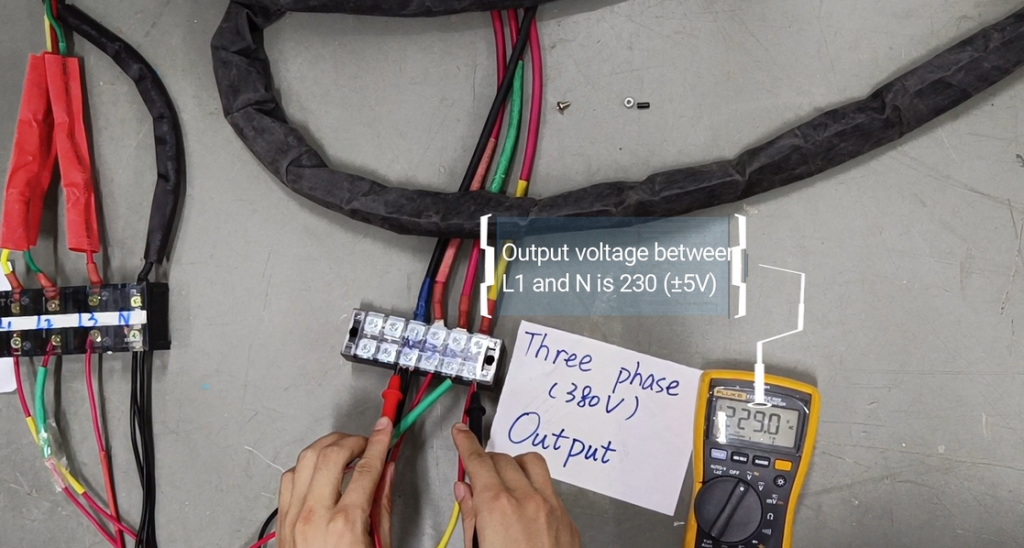 Output voltage between L1 and N is 230V(±5V）
