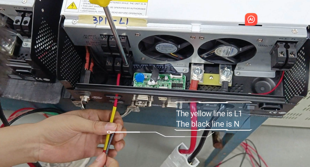 Yellow wire is L1, black wire is N