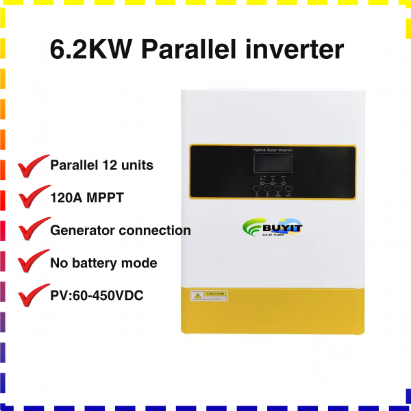 6200W 48V Off Grid solar inverter can support 12 unit in parallel 3 phase or 1 phase